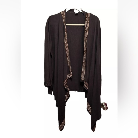 Soft Surroundings Embroidered Open Cardigan Women’s 2X Waterfall Hem Lagenlook - Picture 1 of 16